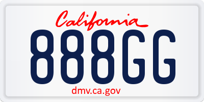 CA license plate 888GG