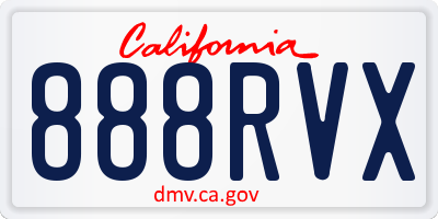 CA license plate 888RVX