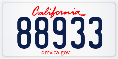 CA license plate 88933