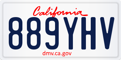 CA license plate 889YHV