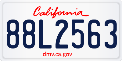 CA license plate 88L2563