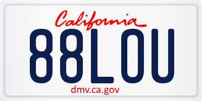 CA license plate 88LOU