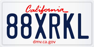 CA license plate 88XRKL