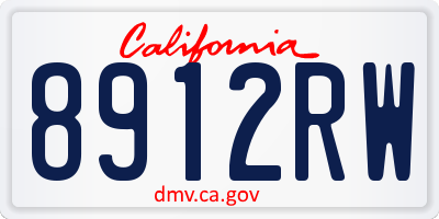 CA license plate 8912RW