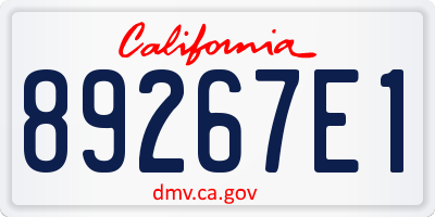 CA license plate 89267E1