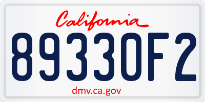 CA license plate 89330F2