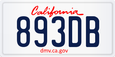 CA license plate 893DB