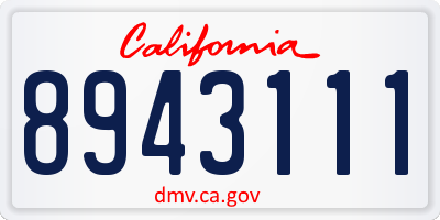 CA license plate 8943111