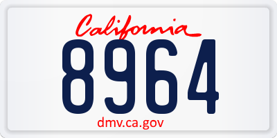 CA license plate 8964