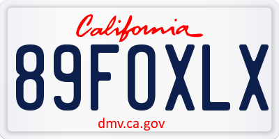 CA license plate 89FOXLX