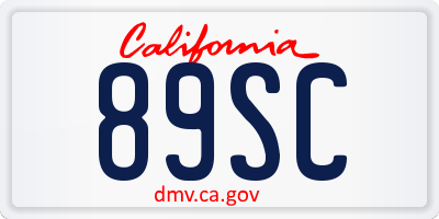 CA license plate 89SC