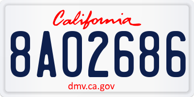 CA license plate 8A02686