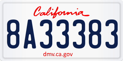 CA license plate 8A33383