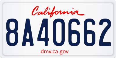 CA license plate 8A40662