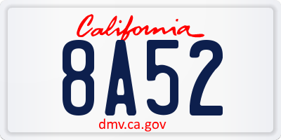 CA license plate 8A52