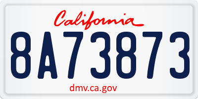 CA license plate 8A73873