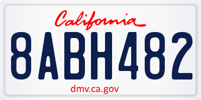CA license plate 8ABH482