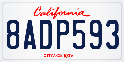 CA license plate 8ADP593