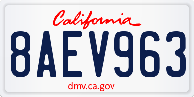 CA license plate 8AEV963