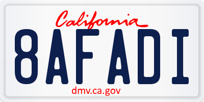 CA license plate 8AFADI