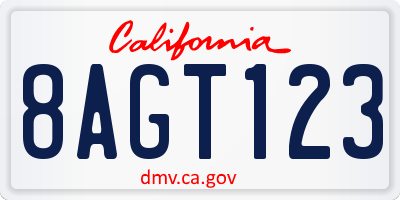 CA license plate 8AGT123
