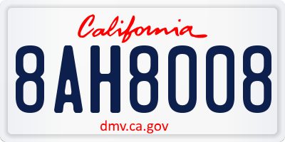 CA license plate 8AH8008