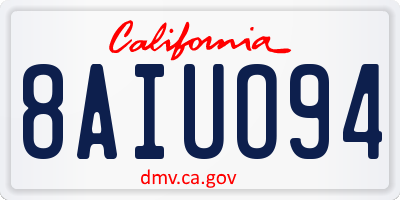 CA license plate 8AIUO94