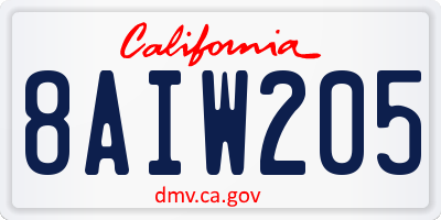 CA license plate 8AIW205