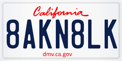 CA license plate 8AKN8LK