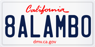 CA license plate 8ALAMBO