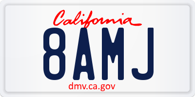 CA license plate 8AMJ