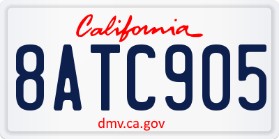 CA license plate 8ATC905