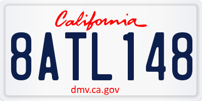 CA license plate 8ATL148