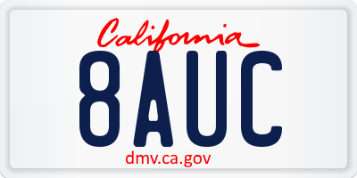 CA license plate 8AUC