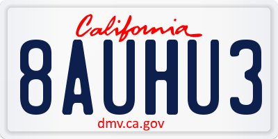 CA license plate 8AUHU3