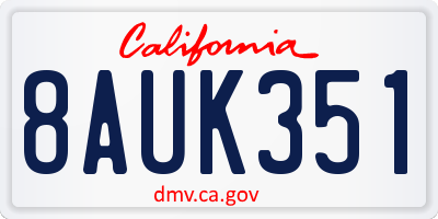 CA license plate 8AUK351