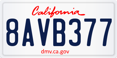 CA license plate 8AVB377