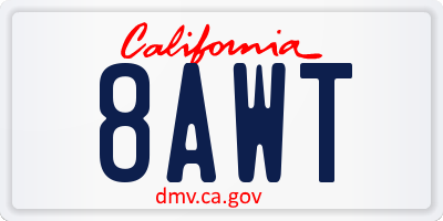 CA license plate 8AWT