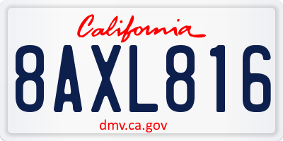 CA license plate 8AXL816
