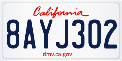 CA license plate 8AYJ302