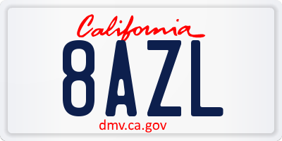 CA license plate 8AZL