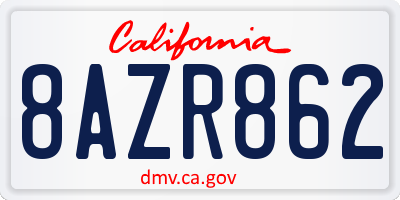 CA license plate 8AZR862