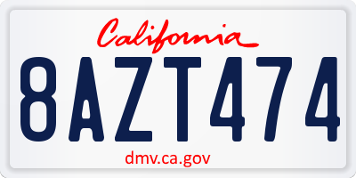 CA license plate 8AZT474