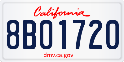 CA license plate 8B01720