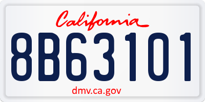 CA license plate 8B63101