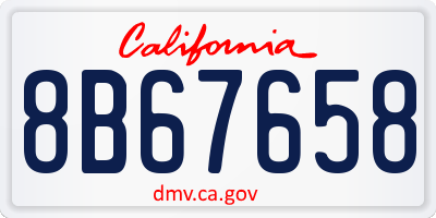 CA license plate 8B67658