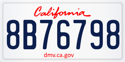 CA license plate 8B76798