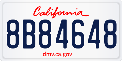 CA license plate 8B84648