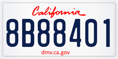 CA license plate 8B88401