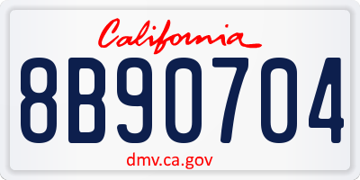 CA license plate 8B90704